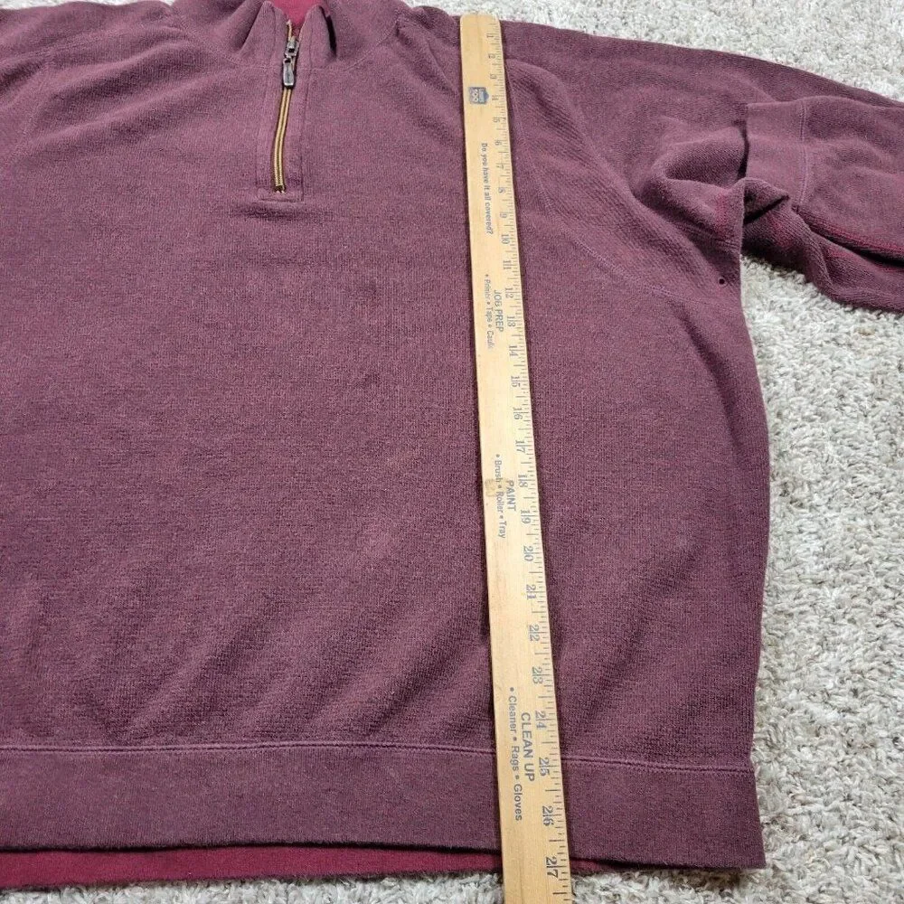 Tommy Bahama Sweater Mens 2XL Burgundy 1/4 Zip Preppy Long Sleeve Marks*